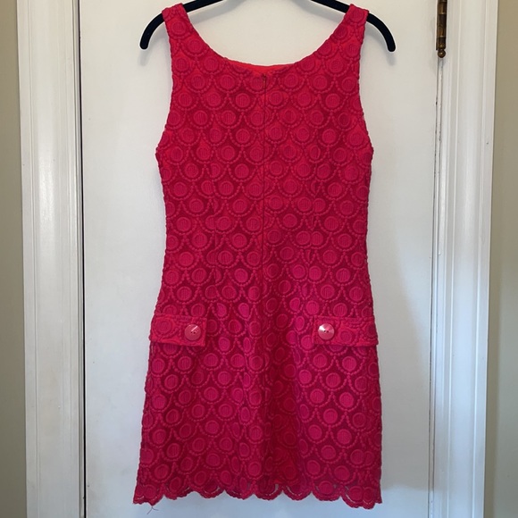 Bebe Fuschia Lace Embroidered Dress Small EUC - Picture 7 of 9